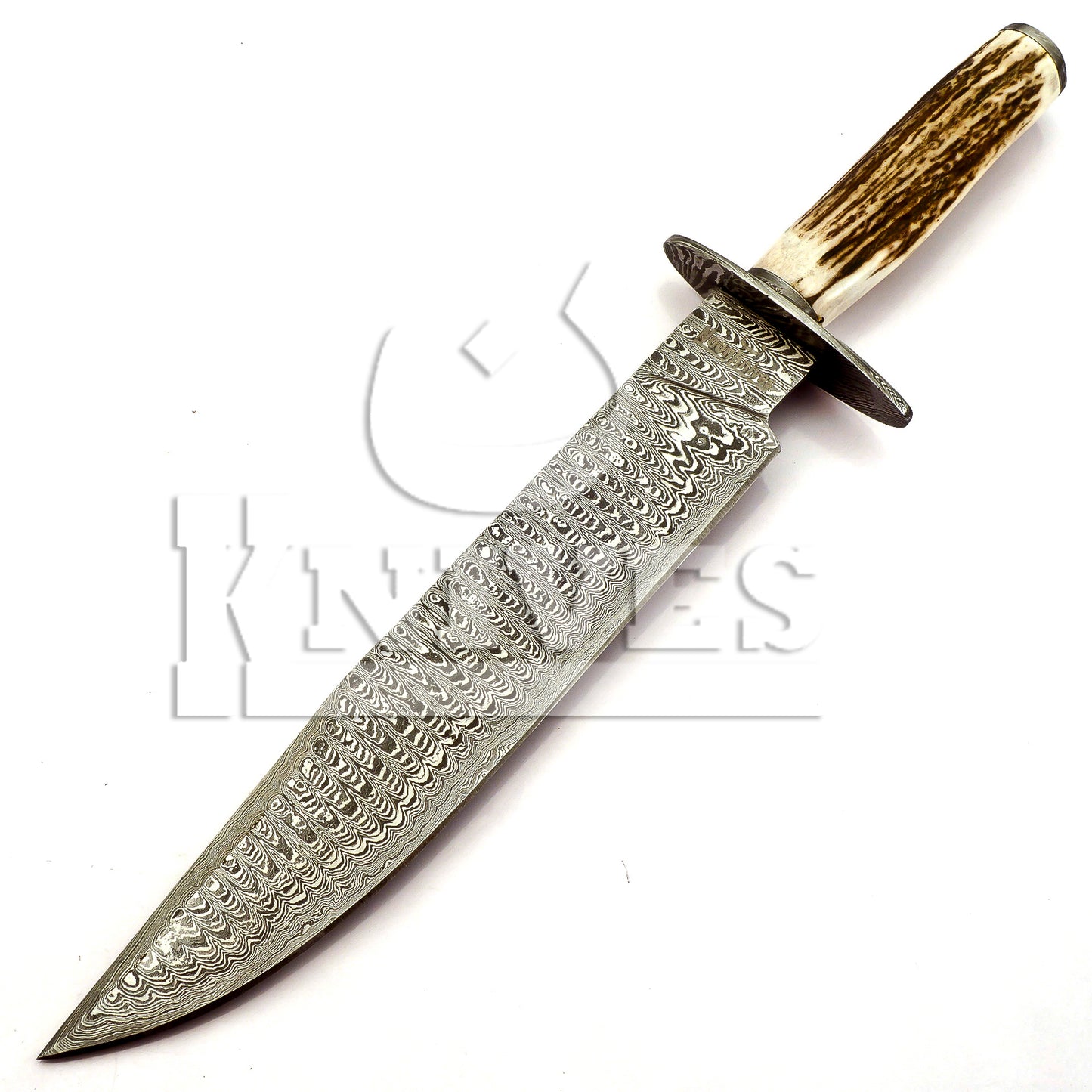 Damascus Steel Bowie with Stag Horn handle