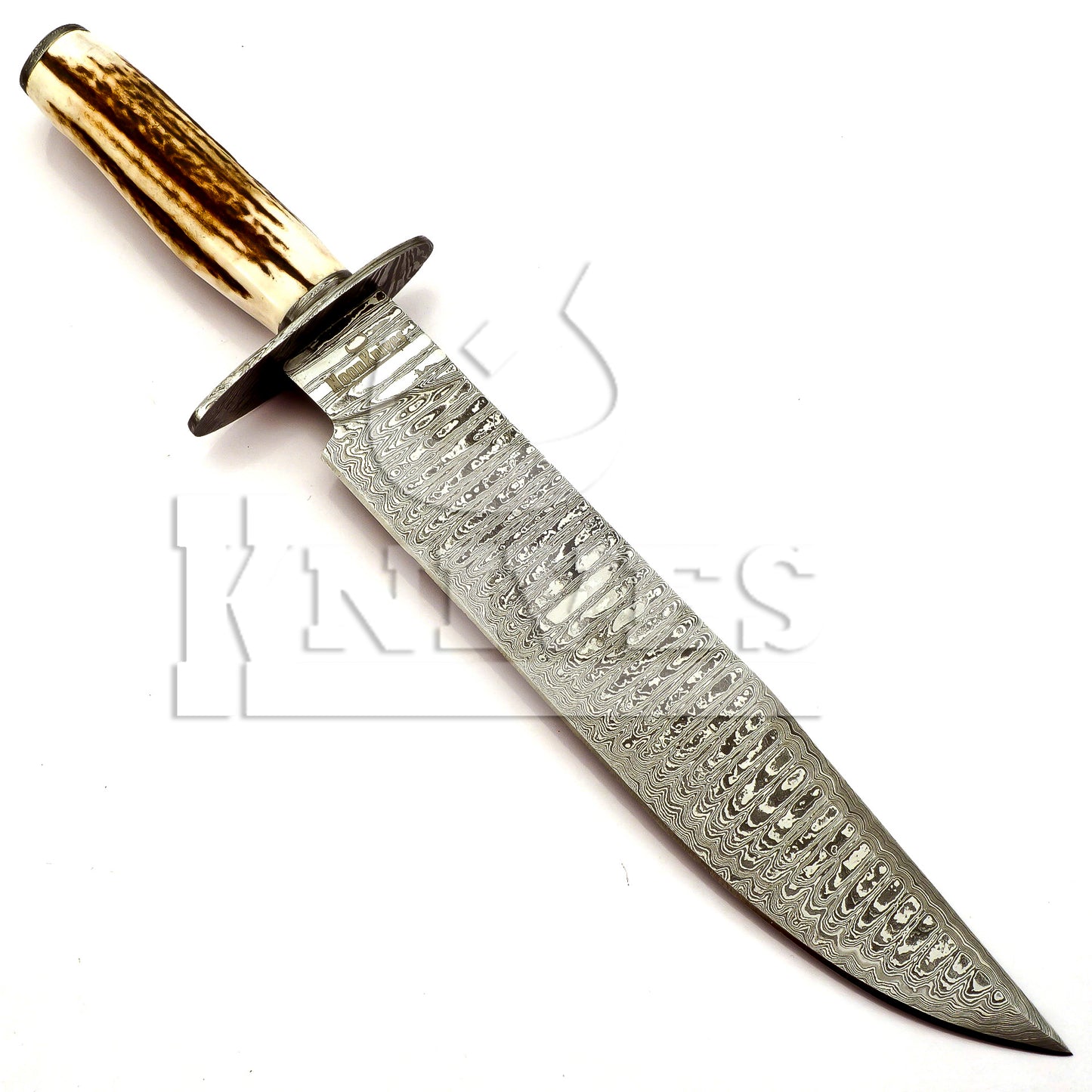 Damascus Steel Bowie with Stag Horn handle