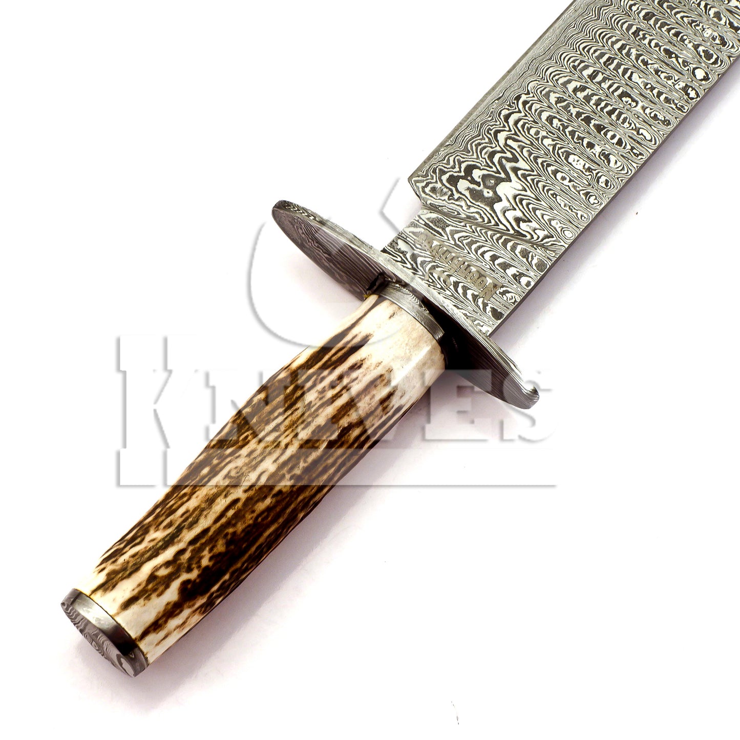 Damascus Steel Bowie with Stag Horn handle