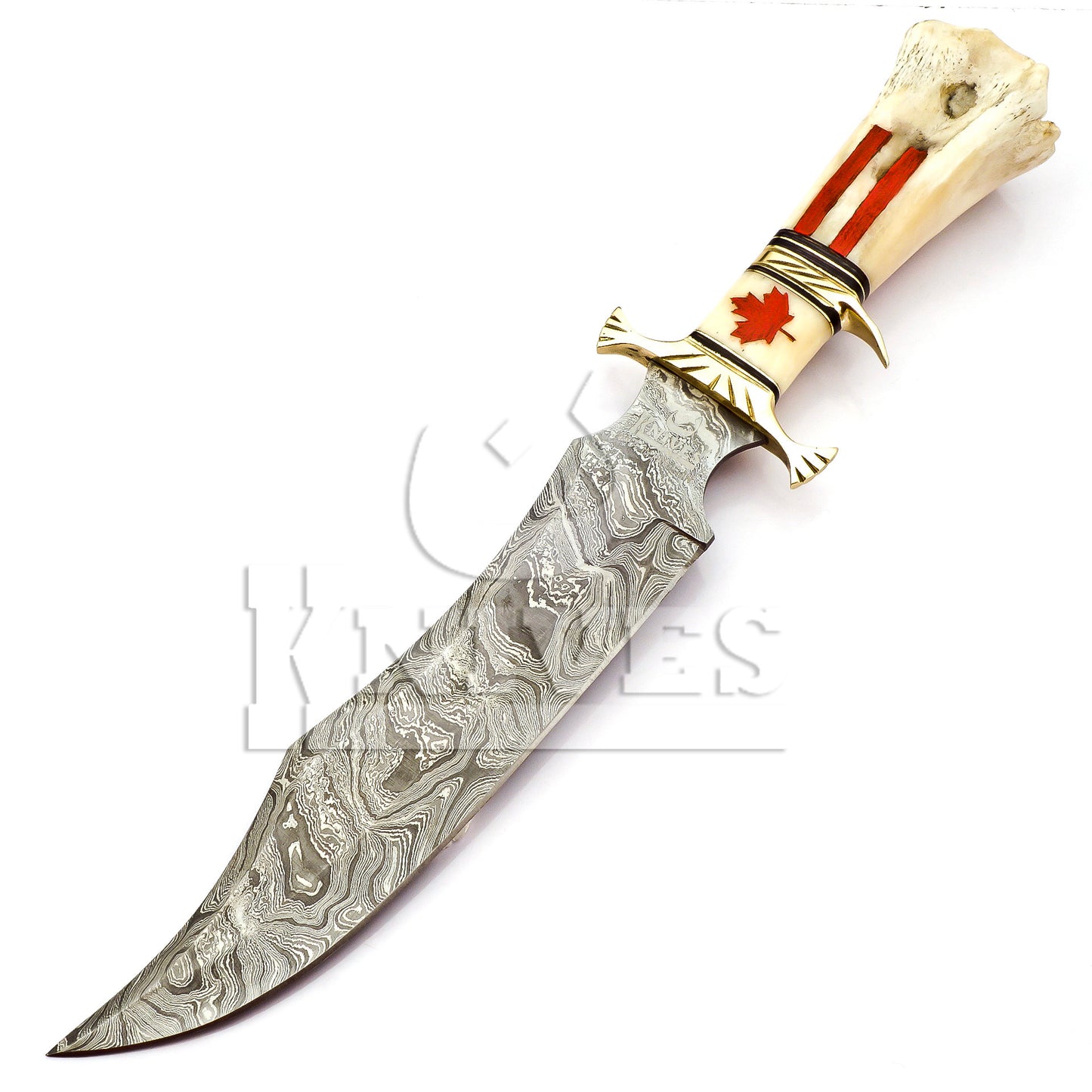 Damascus Steel Bowie with Camel Bone Handle