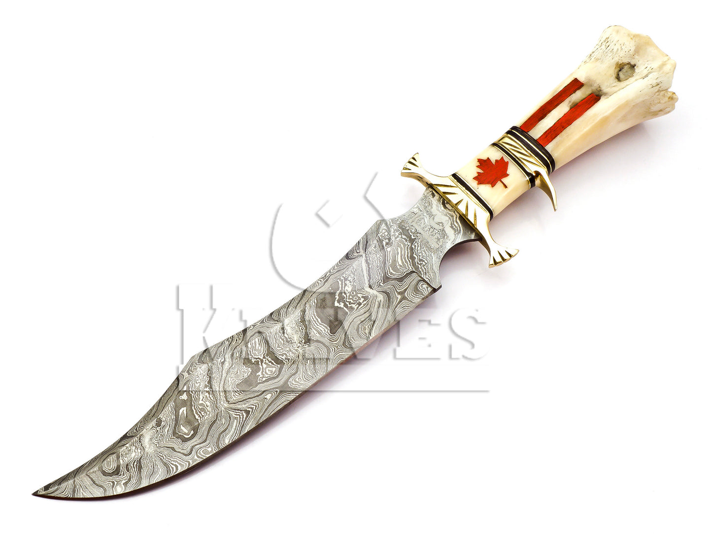 Damascus Steel Bowie with Camel Bone Handle