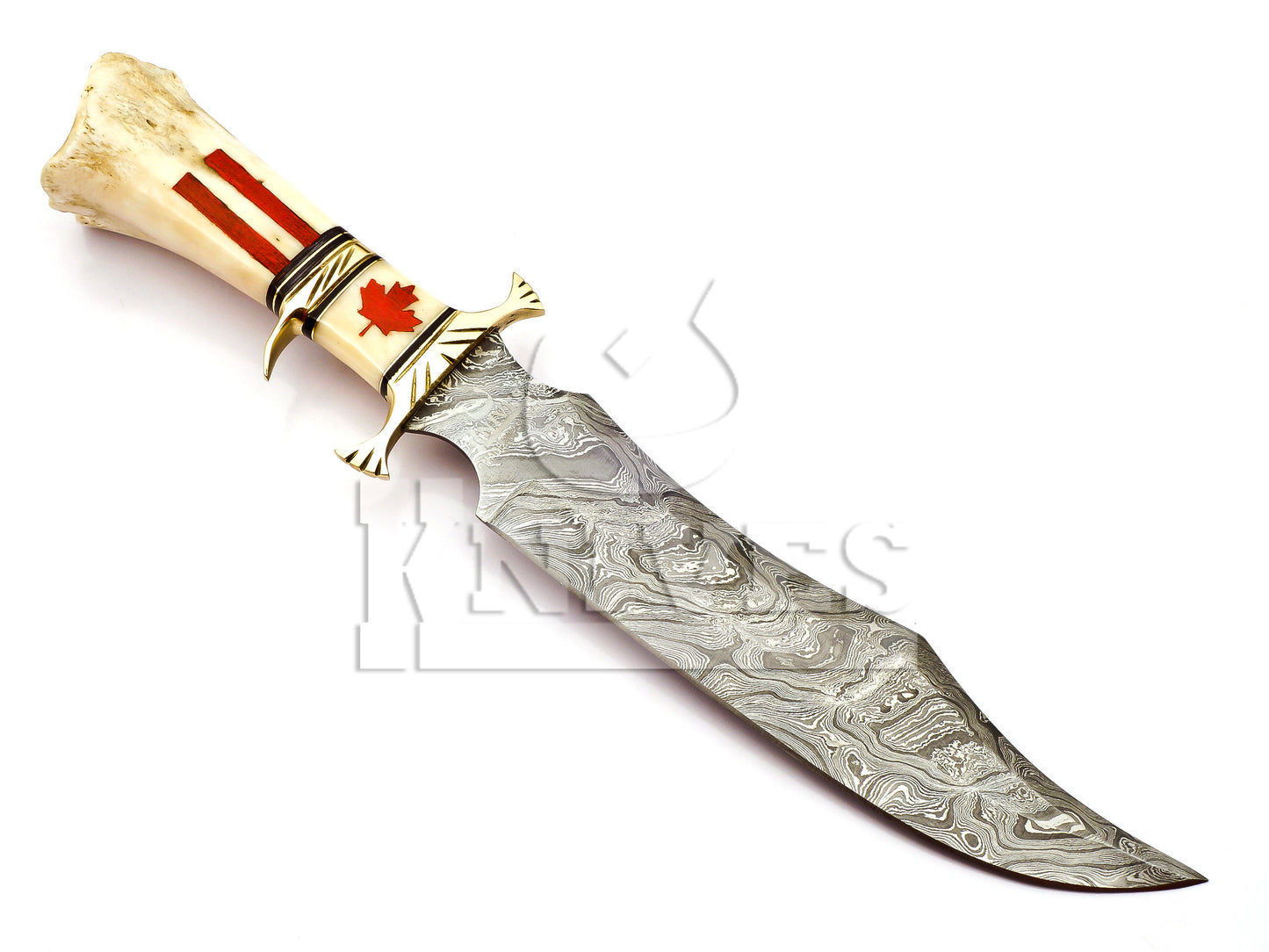 Damascus Steel Bowie with Camel Bone Handle