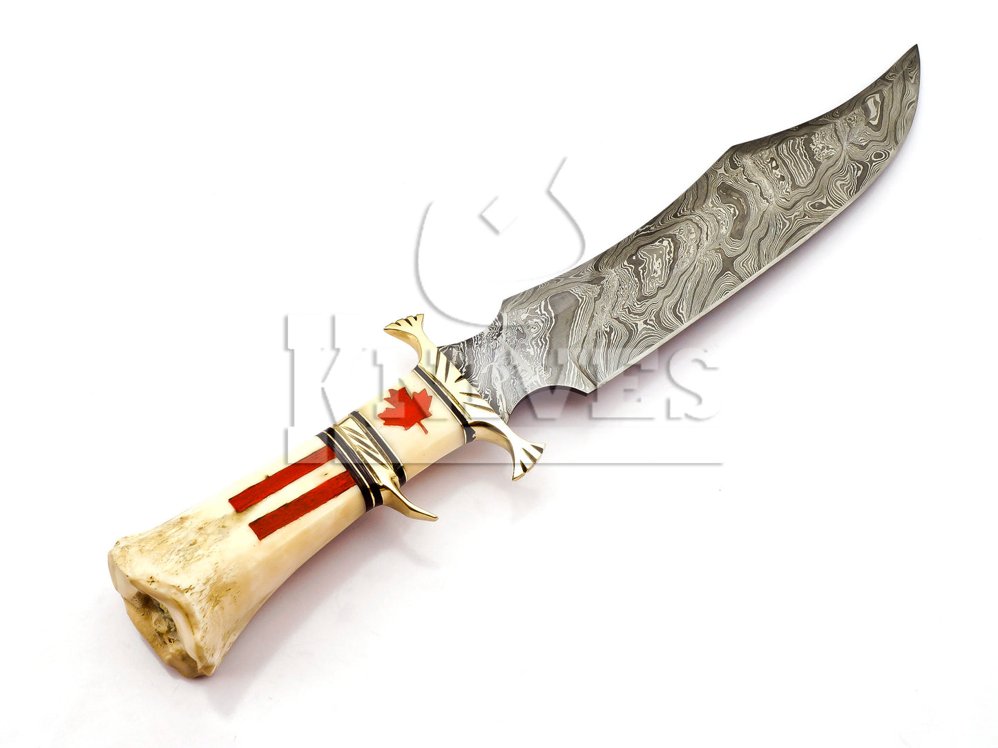 Damascus Steel Bowie with Camel Bone Handle