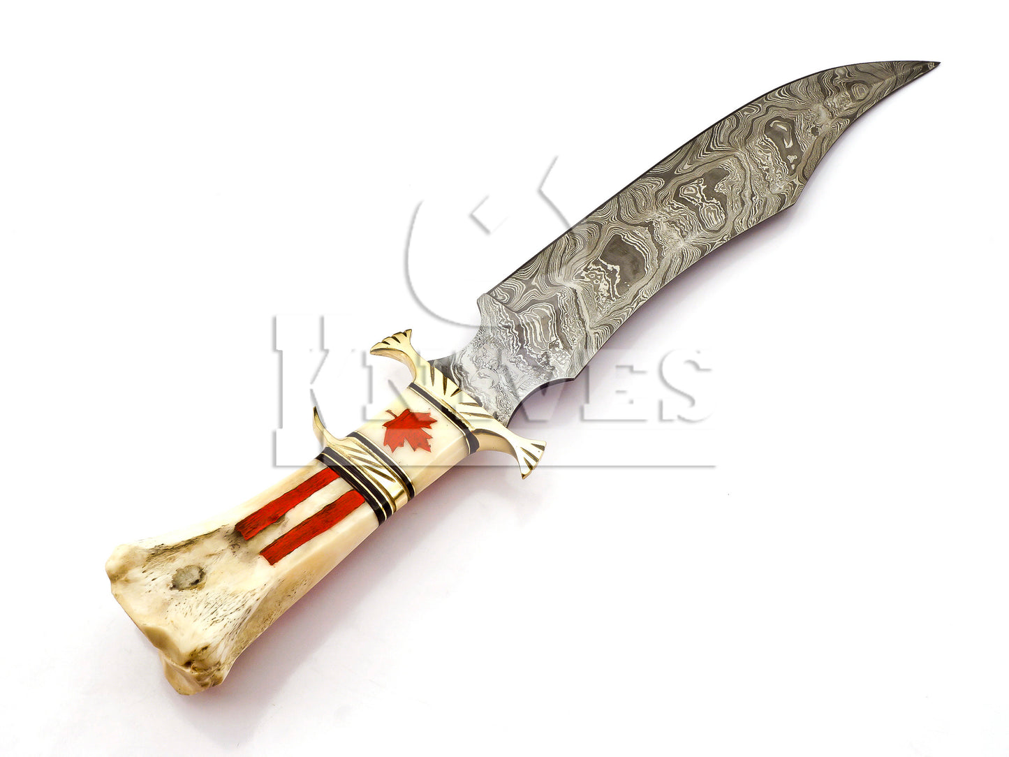 Damascus Steel Bowie with Camel Bone Handle