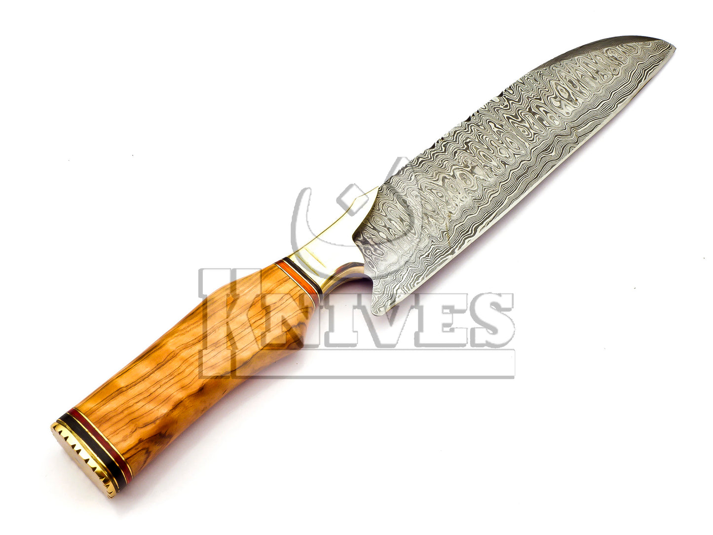 Damascus Steel Chef Knife with Olive Wood Handle