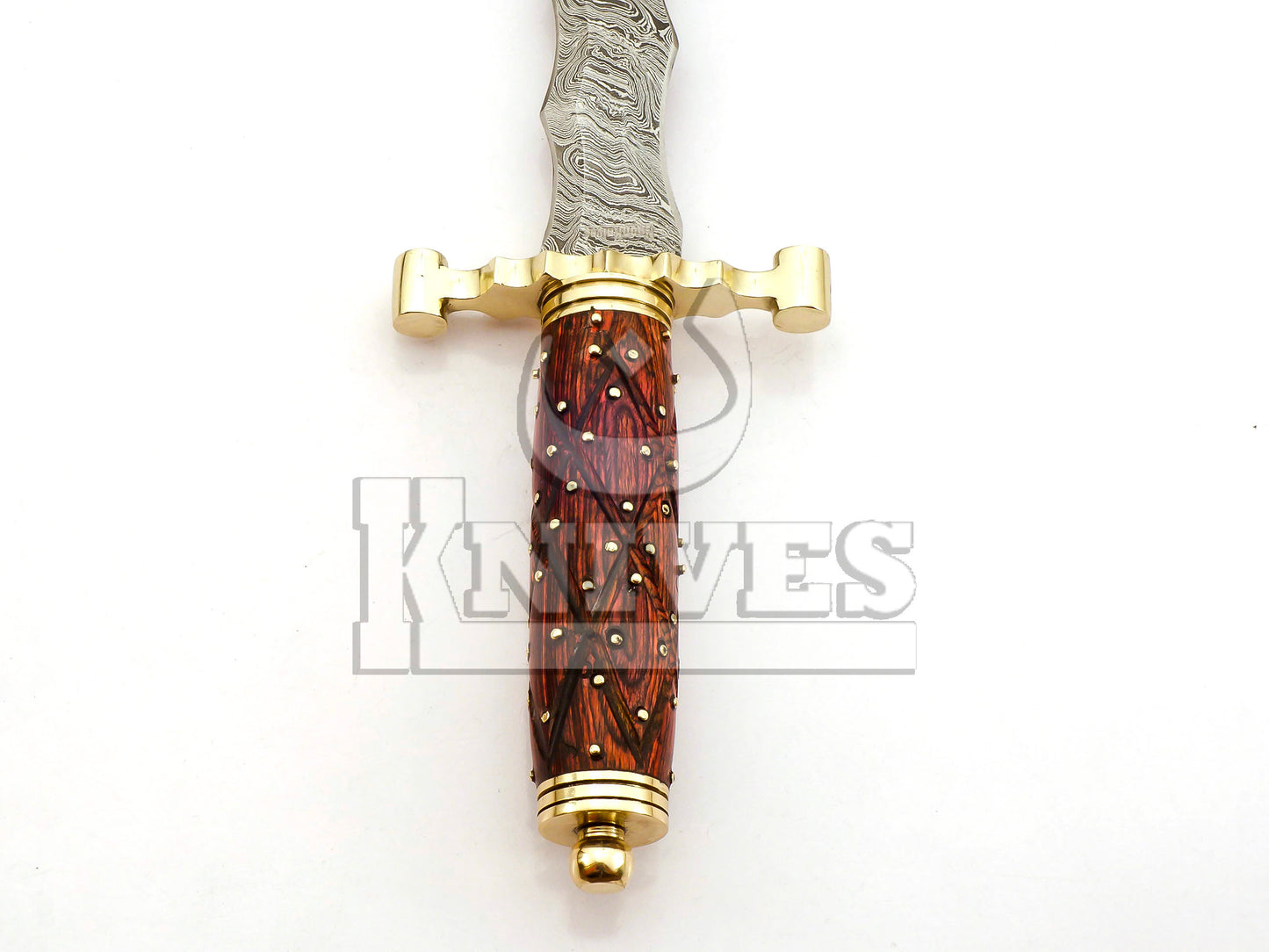 Damascus Steel Dagger with Wood with Aluminium Bolsters Handle