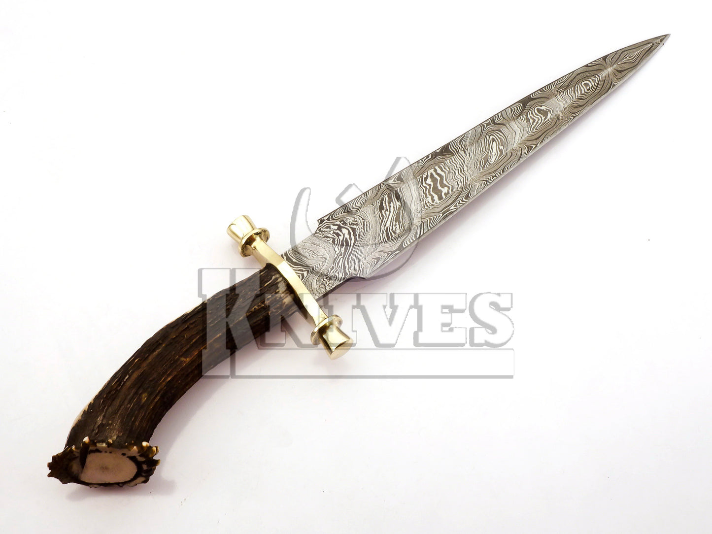 Damasus Steel Dagger with Stag Horn Handle