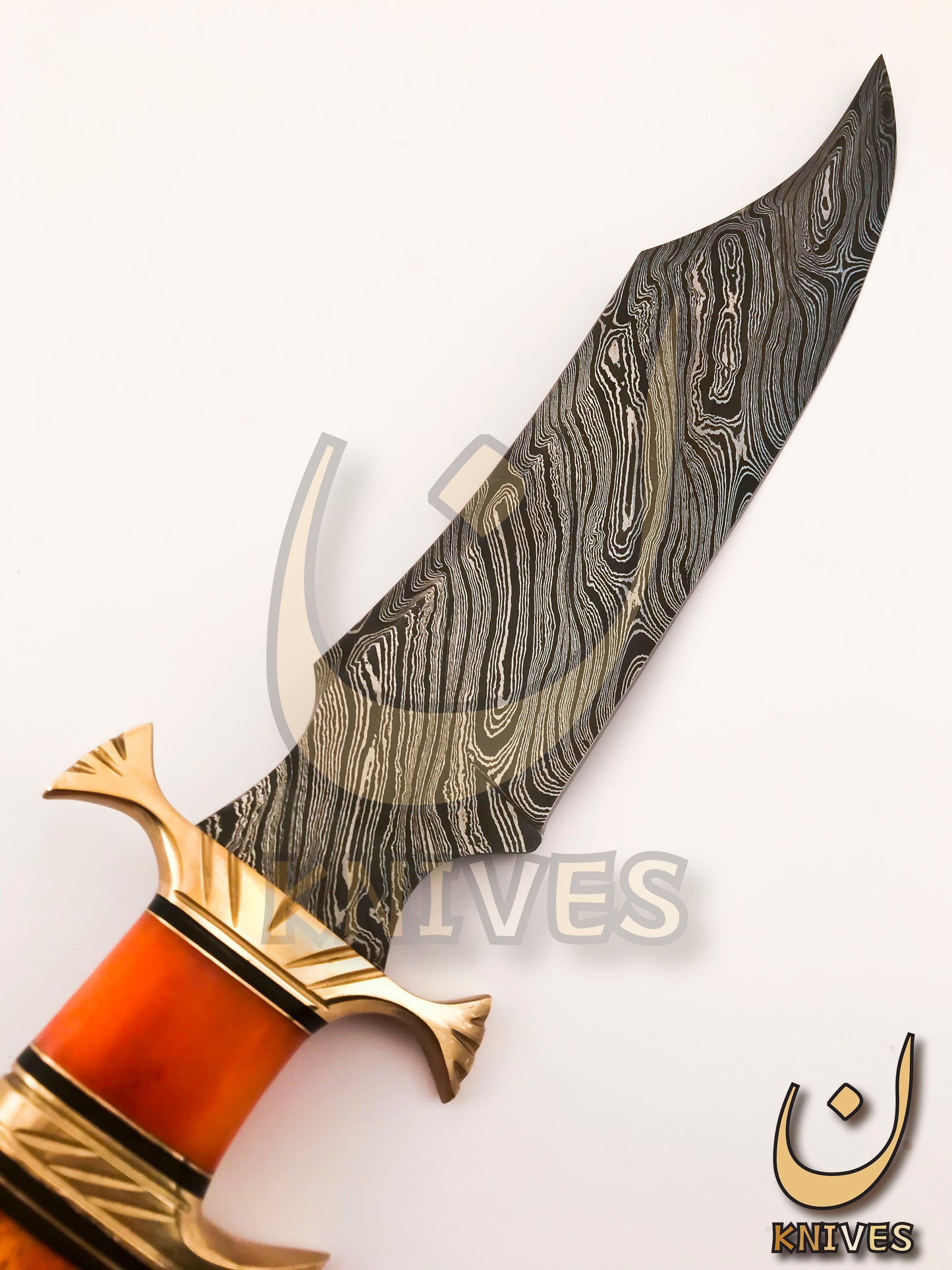 Damascus Steel Bowie with Camel Bone Handle