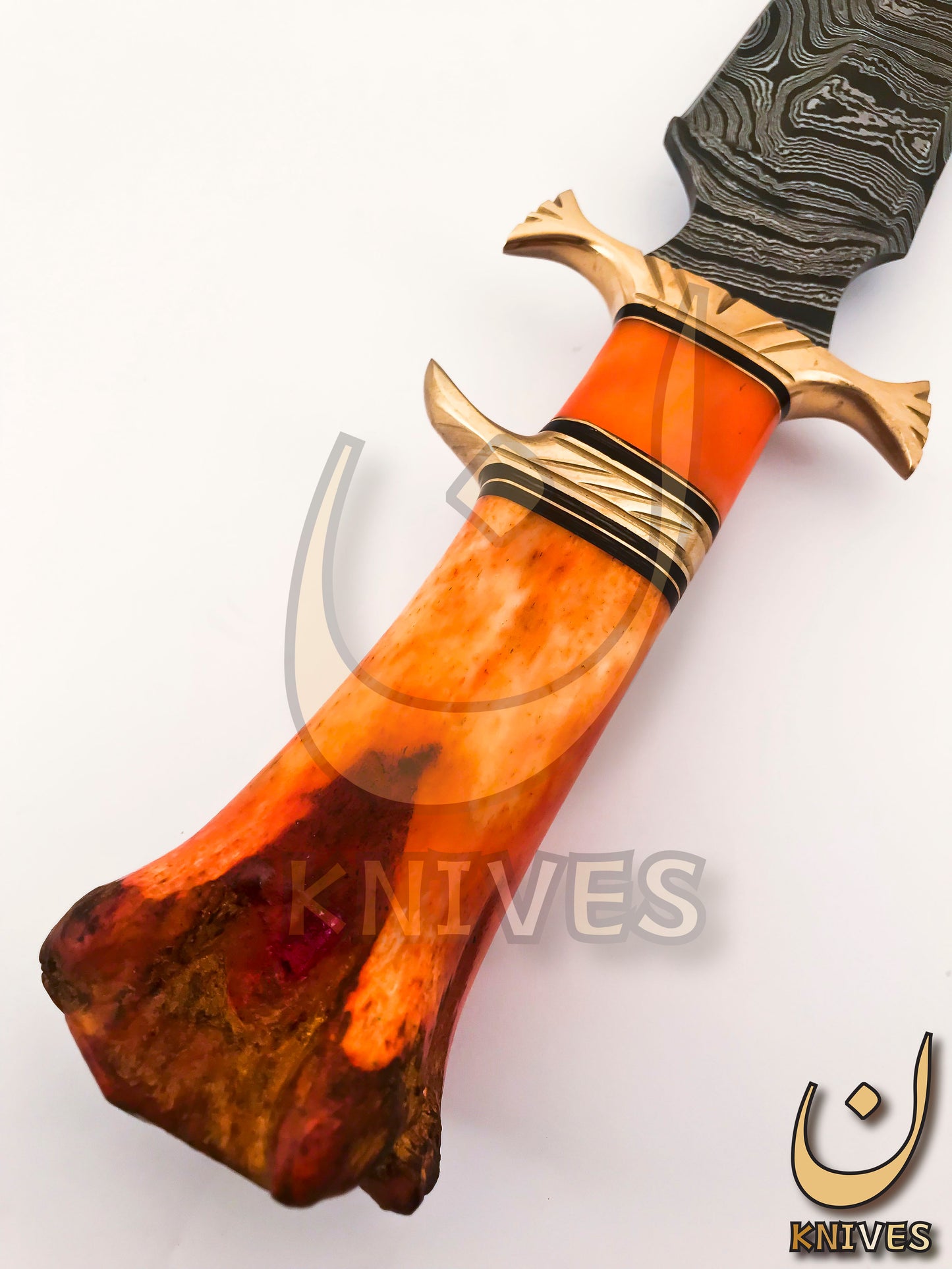 Damascus Steel Bowie with Camel Bone Handle